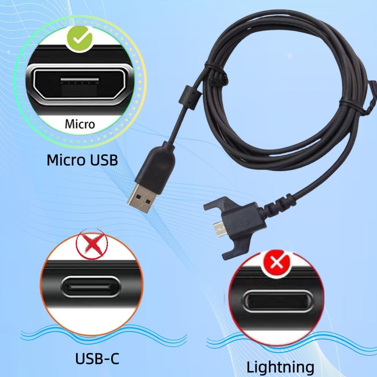 Cable de Carga USB Qnanw 1.83m para Logitech G403 G703 G900