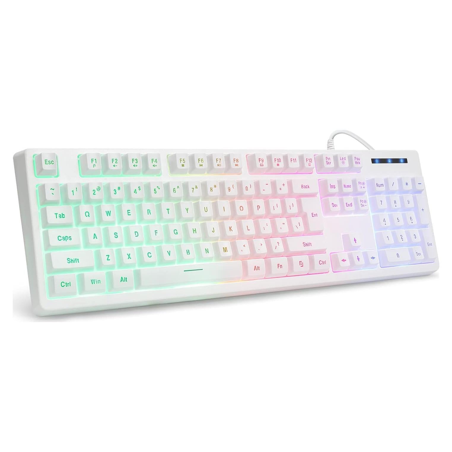 Teclado Gaming HUO JI CQ104 Blanco USB Retroiluminado LED