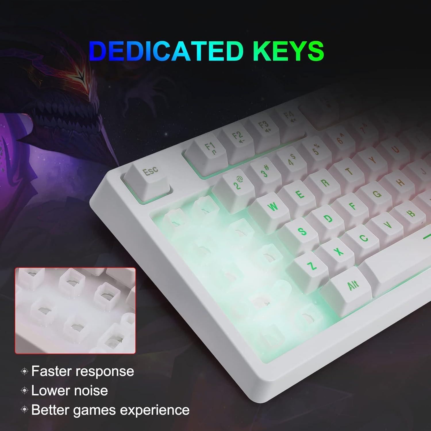 Teclado Gaming HUO JI CQ104 Blanco USB Retroiluminado LED