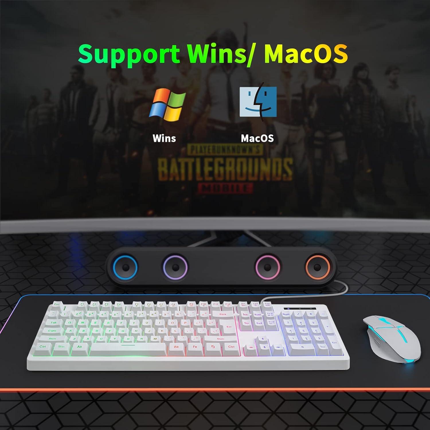 Teclado Gaming HUO JI CQ104 Blanco USB Retroiluminado LED