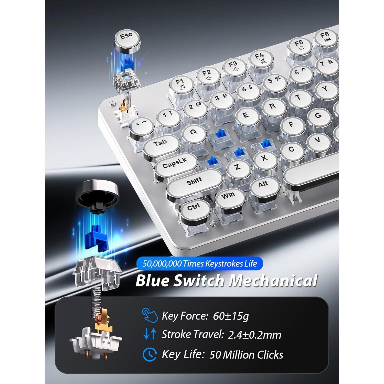 Combo Teclado Mecánico Retro Tipo Máquina + Ratón RGB Taiahiro