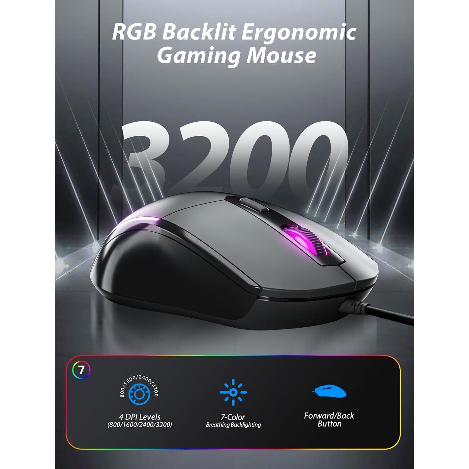 Combo Teclado Mecánico Retro Tipo Máquina + Ratón RGB Taiahiro