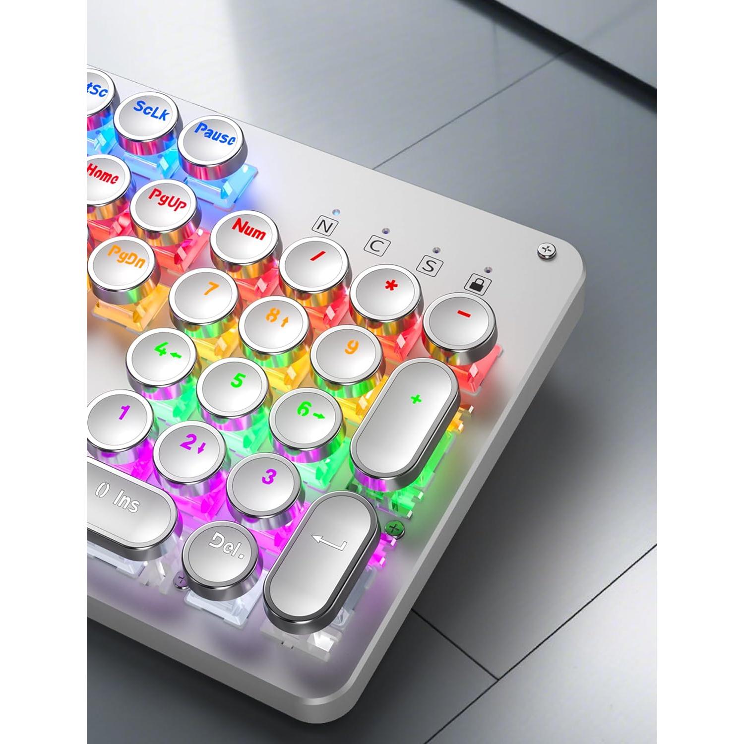 Combo Teclado Mecánico Retro Tipo Máquina + Ratón RGB Taiahiro