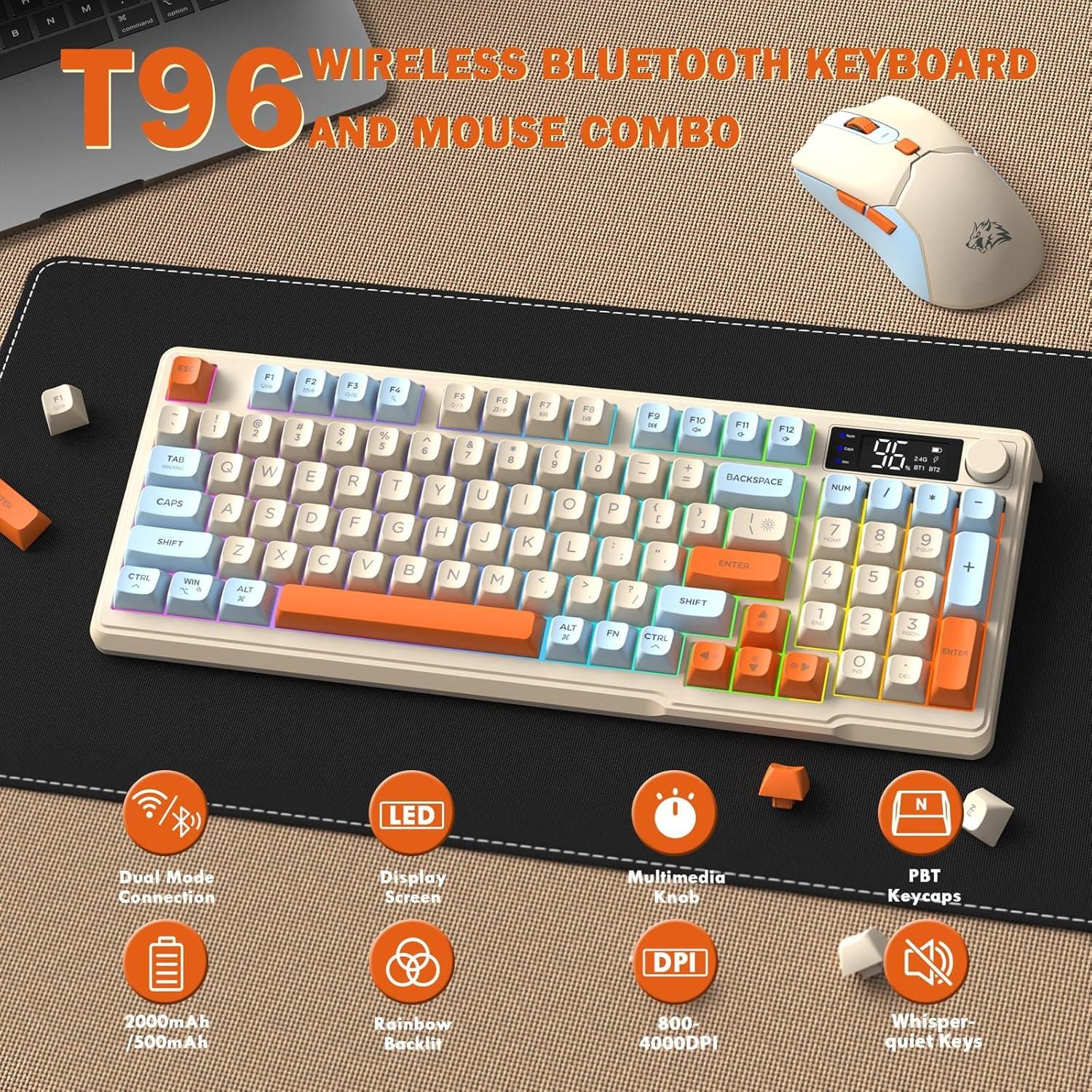 Teclado y Ratón Inalámbricos ZIYOU LANG T96 RGB 4000 DPI