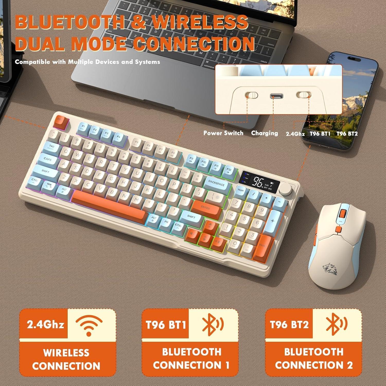 Teclado y Ratón Inalámbricos ZIYOU LANG T96 RGB 4000 DPI