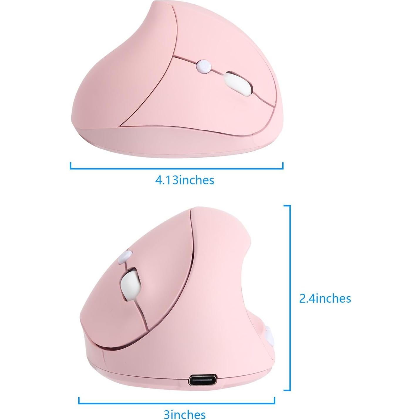 Ratón Ergonómico Inalámbrico VicTsing Rosa Recargable 1600DPI
