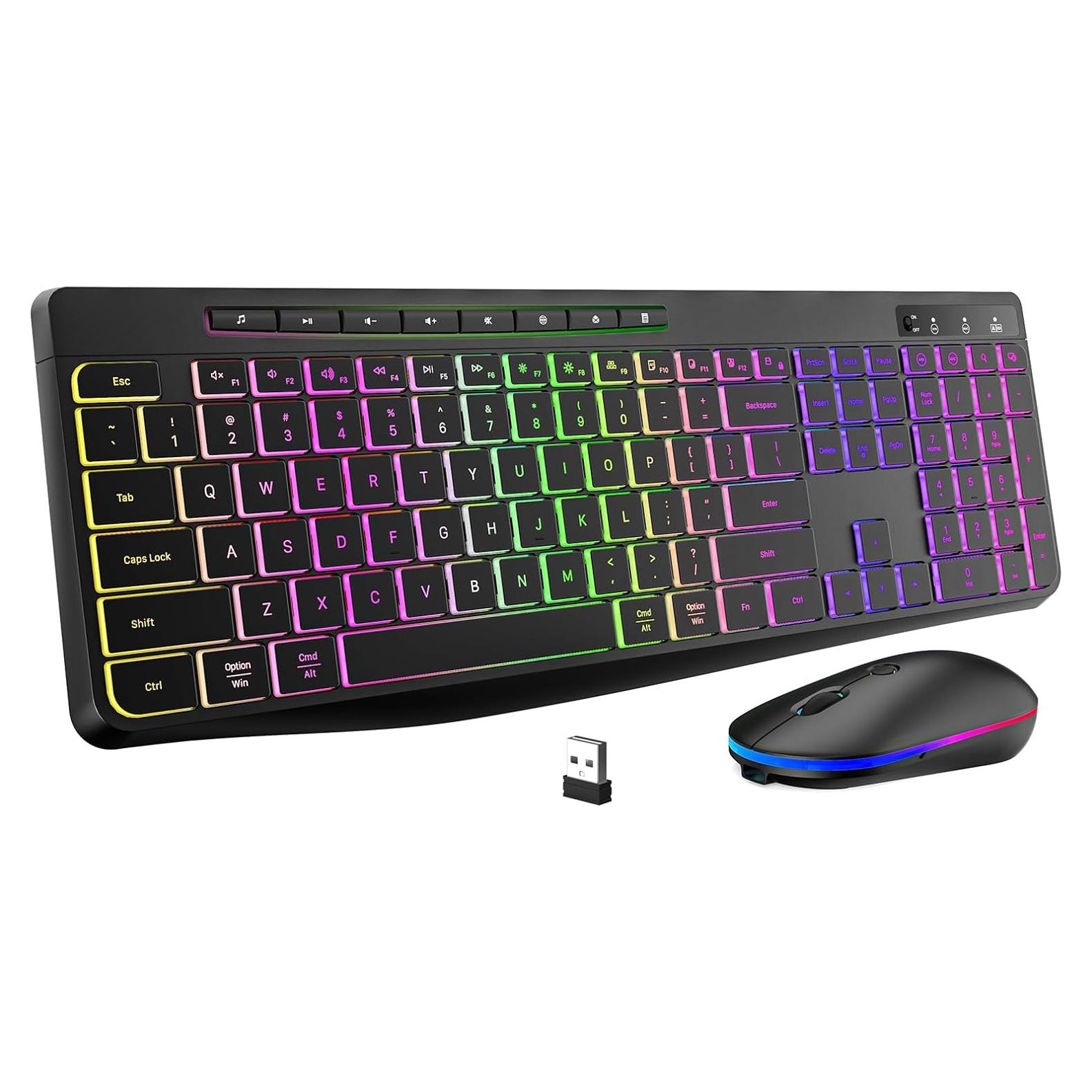 Combo Teclado y Ratón Inalámbrico RGB EarlyLit - Ergonómico