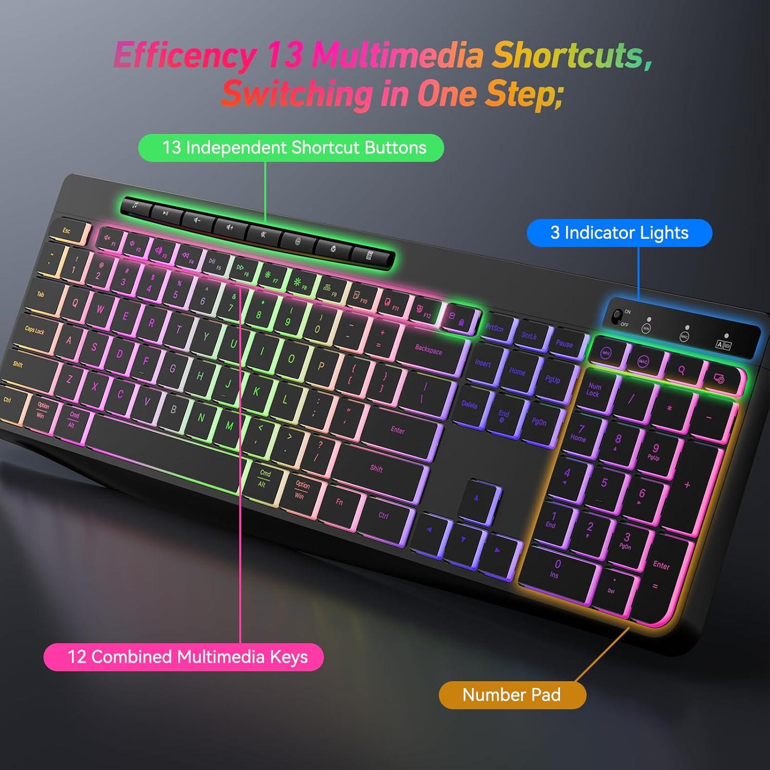 Combo Teclado y Ratón Inalámbrico RGB EarlyLit - Ergonómico