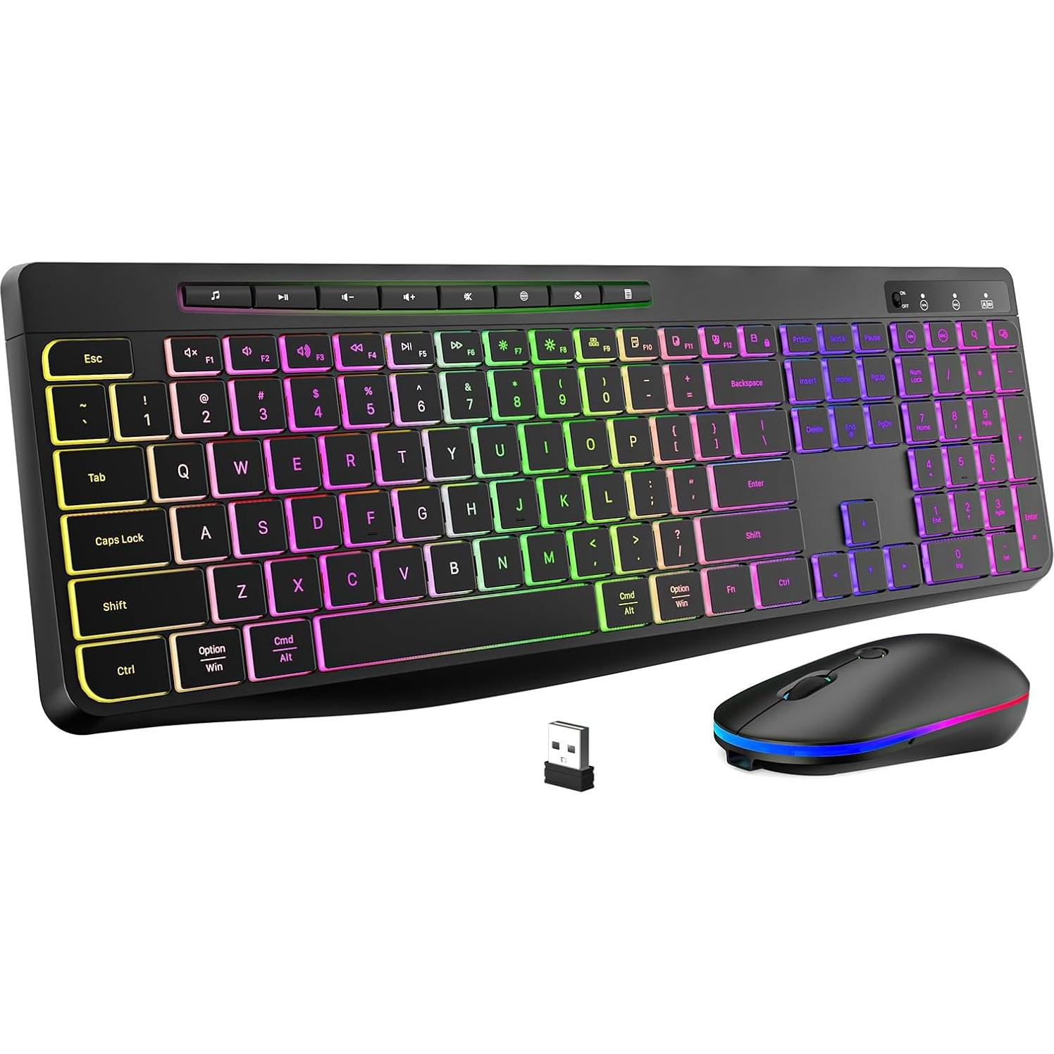 Combo Teclado y Ratón Inalámbrico RGB EarlyLit - Ergonómico