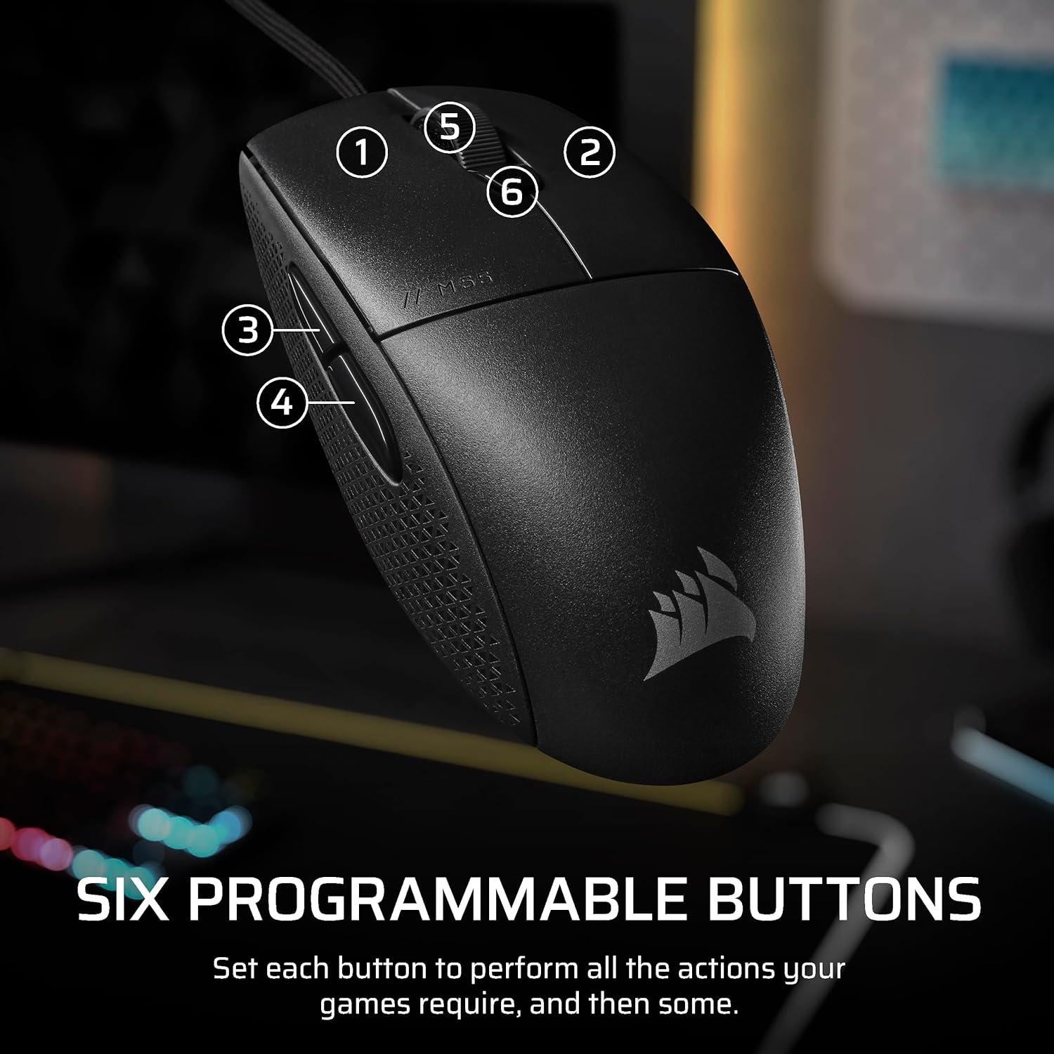 Corsair M55 Ratón Gaming Ligero con Cable 16000 DPI Negro