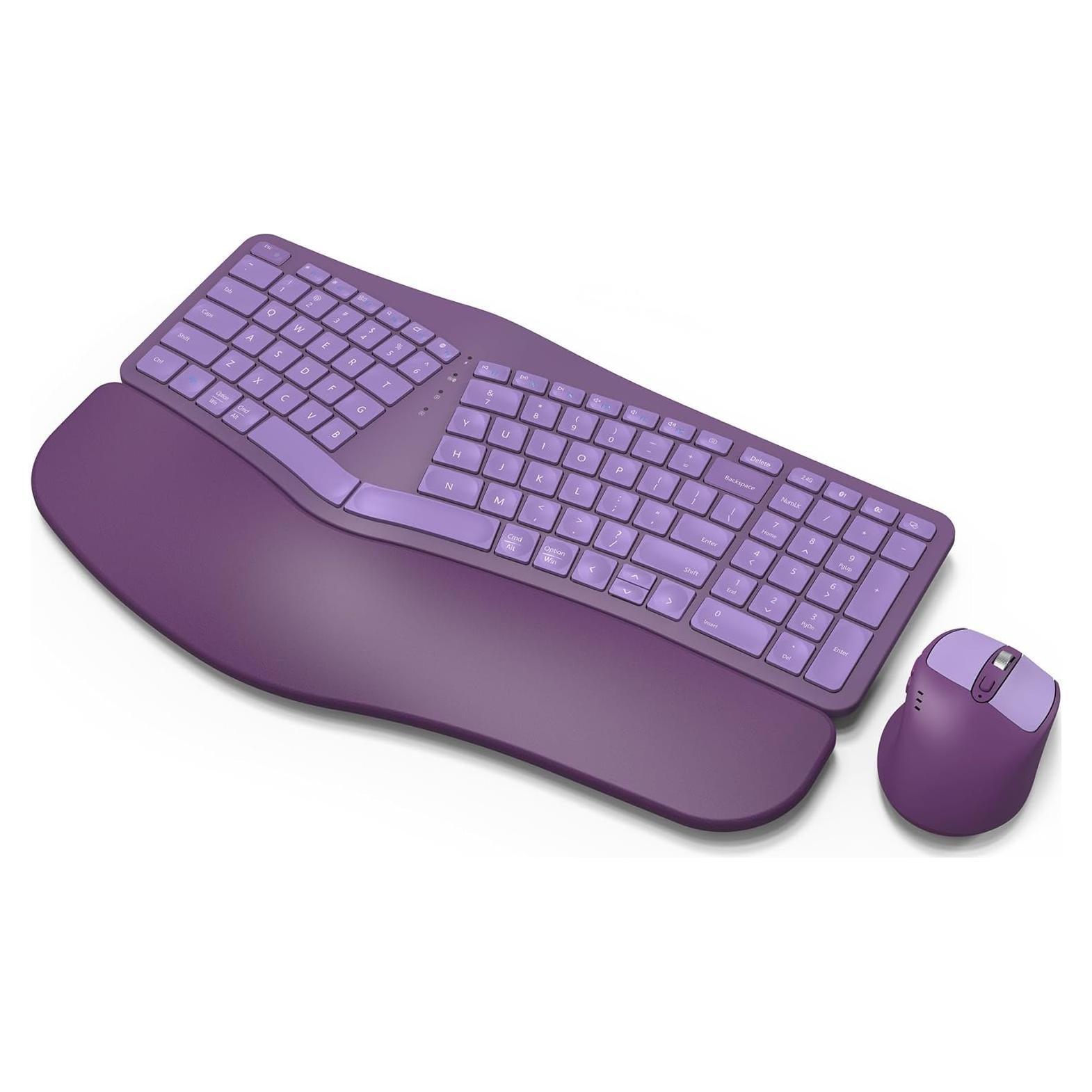 Combo Teclado y Ratón Inalámbrico Ergonómico MK960 - Recargable, Bluetooth, Multi-Dispositivo, Púrpura