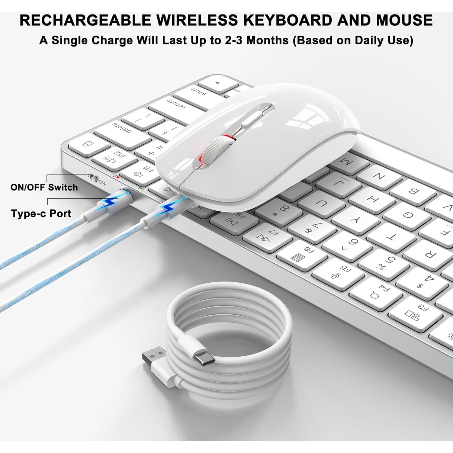 Combo Teclado y Ratón Inalámbricos ULSOU para Mac - Recargables