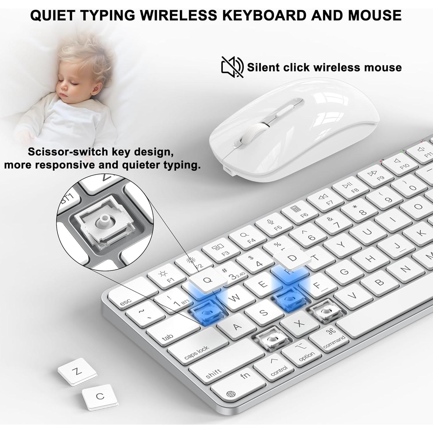 Combo Teclado y Ratón Inalámbricos ULSOU para Mac - Recargables