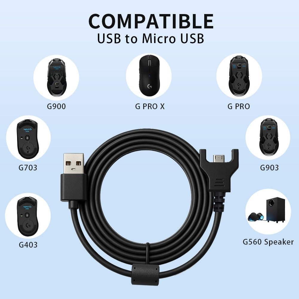 Cable de Carga USB 1.83m Logitech G403 G703 G900 G903