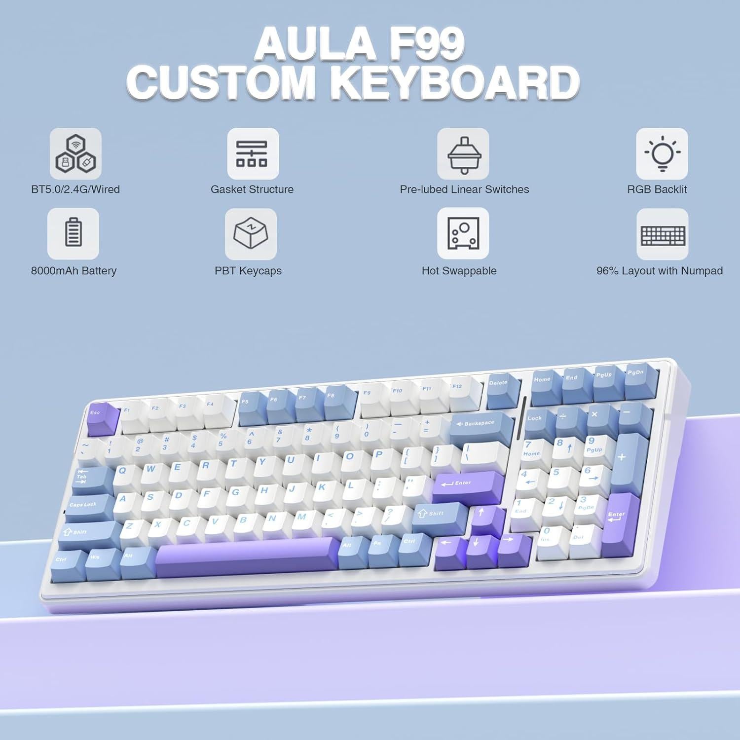 Combo Teclado Mecánico Inalámbrico AULA F99 + Ratón Gaming SC580X