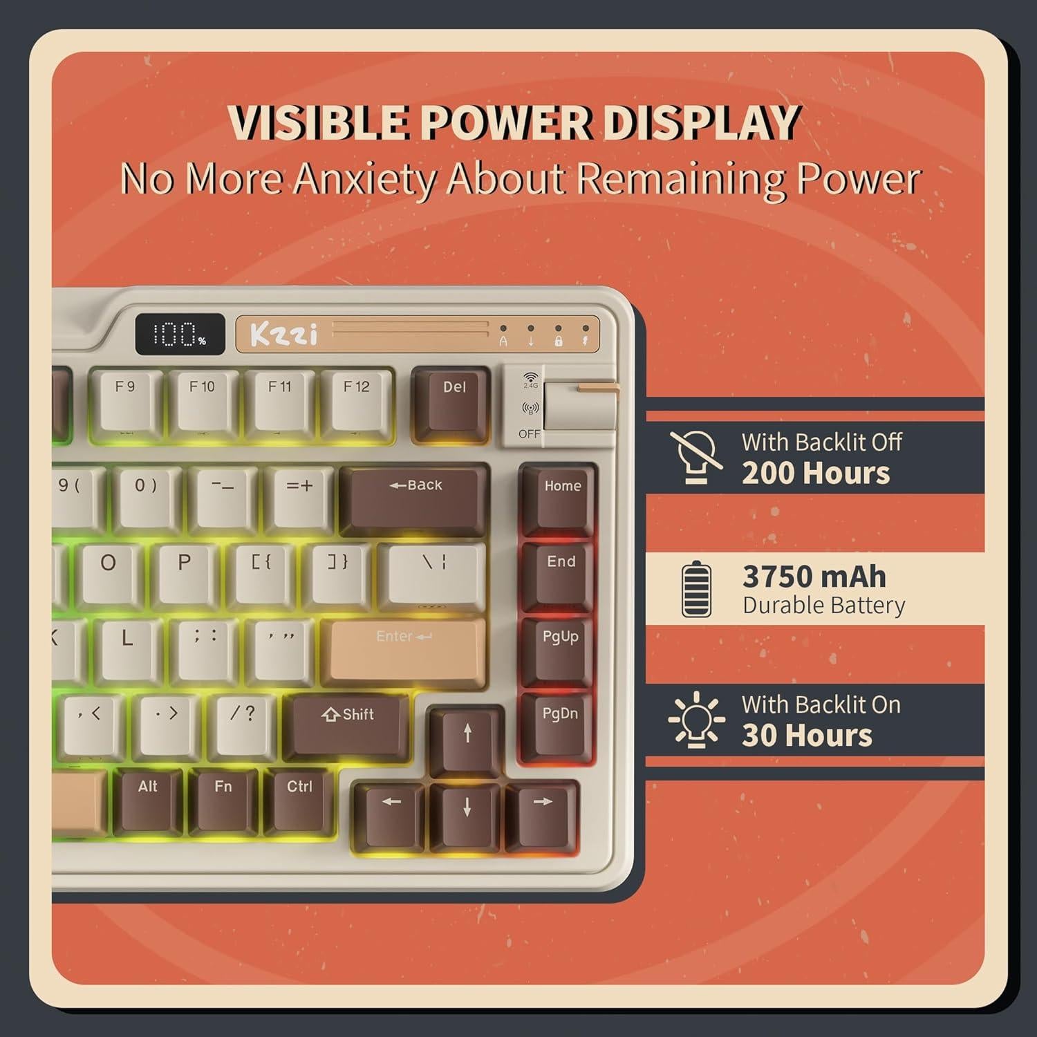 Teclado Mecánico Inalámbrico K75 PRO RGB Kzzi 82 Teclas