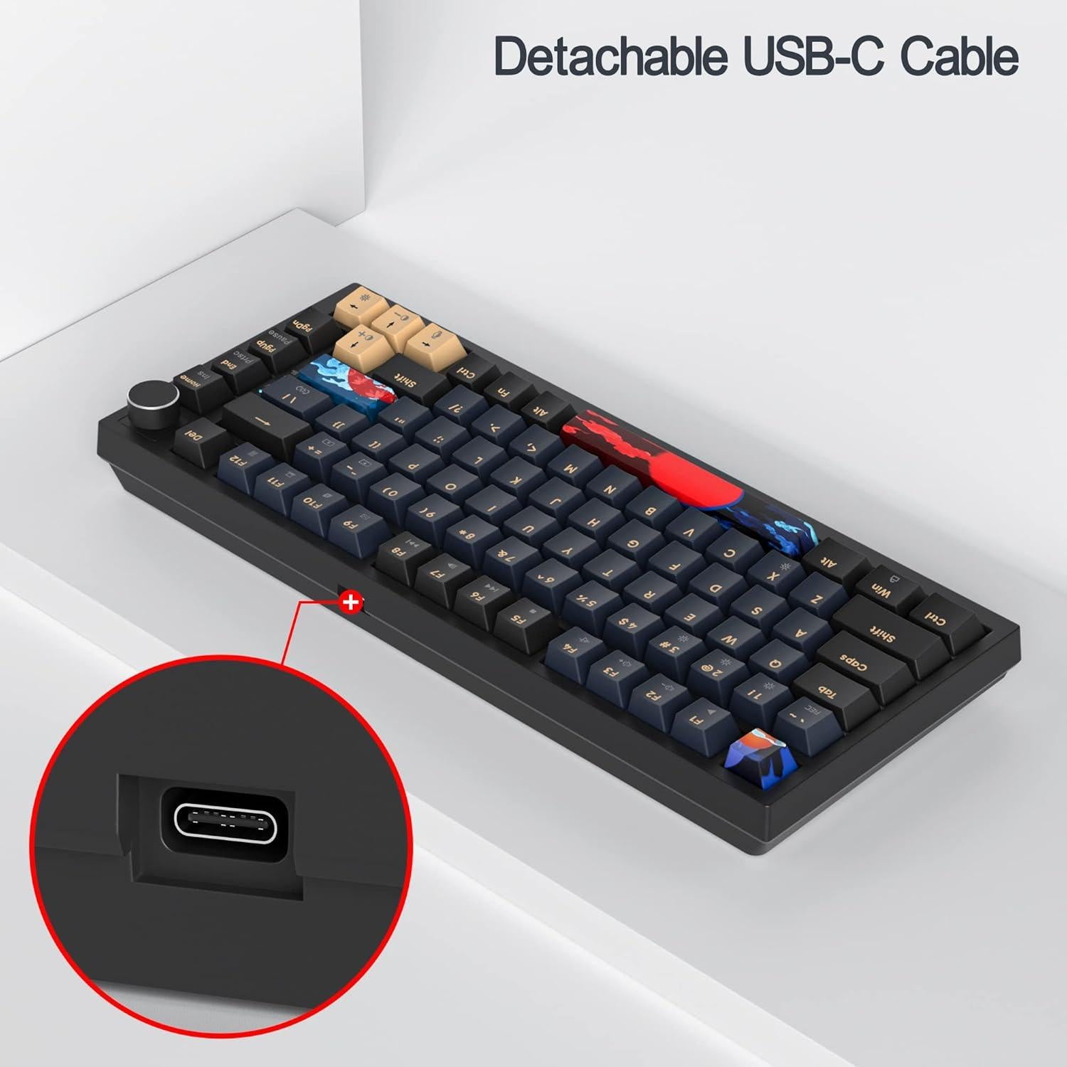 Teclado Mecánico Gaming Fogruaden 75% RGB Intercambiable Rojo
