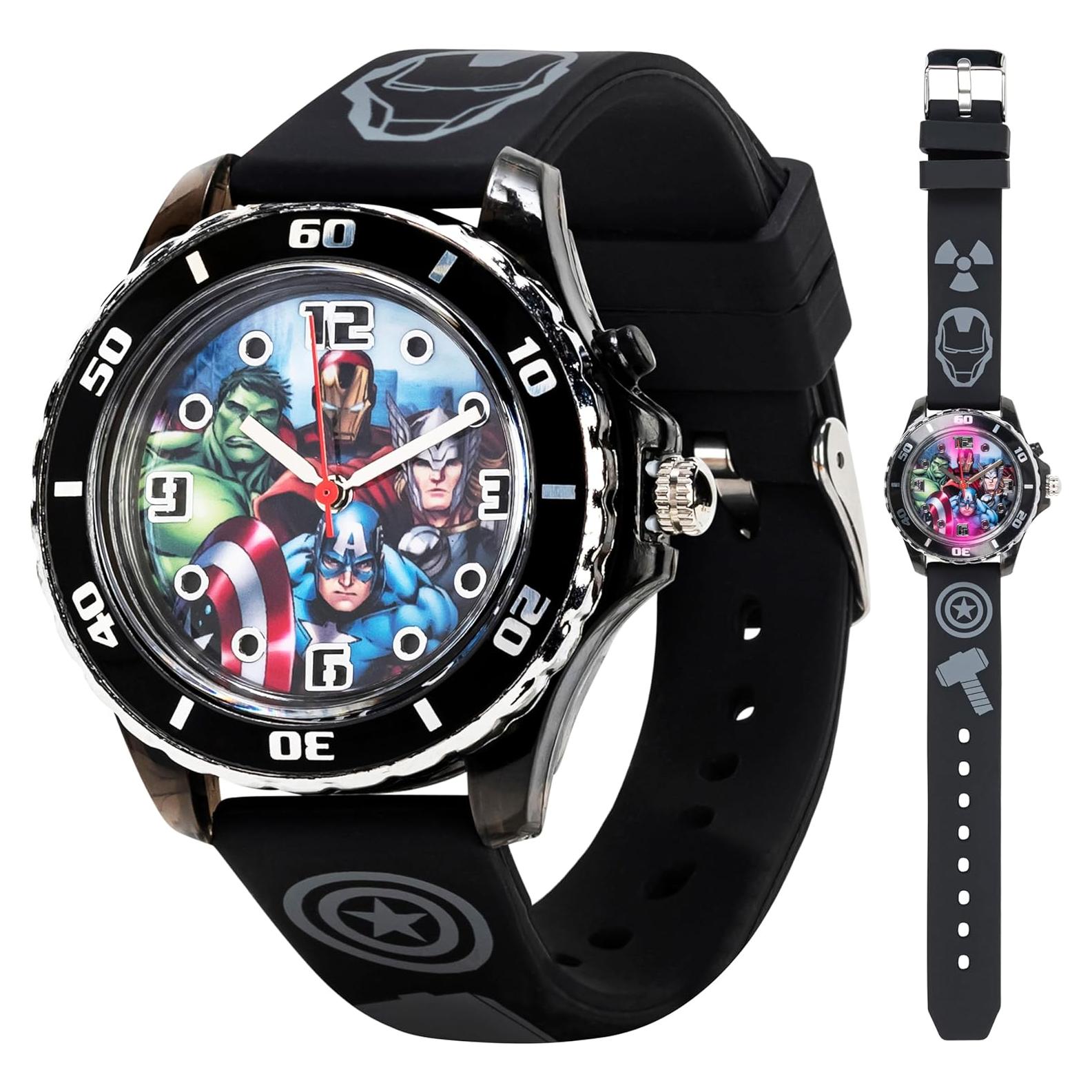 Reloj Analógico de Cuarzo Niños Marvel Avengers LED Negro