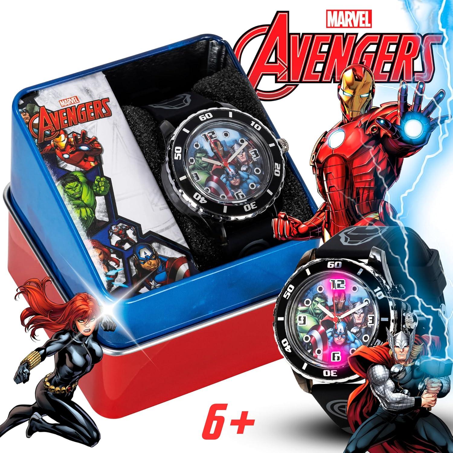 Reloj Analógico de Cuarzo Niños Marvel Avengers LED Negro