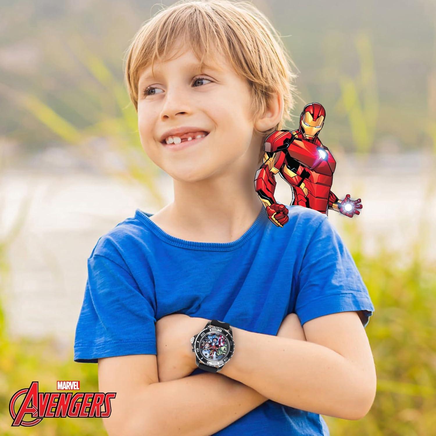 Reloj Analógico de Cuarzo Niños Marvel Avengers LED Negro