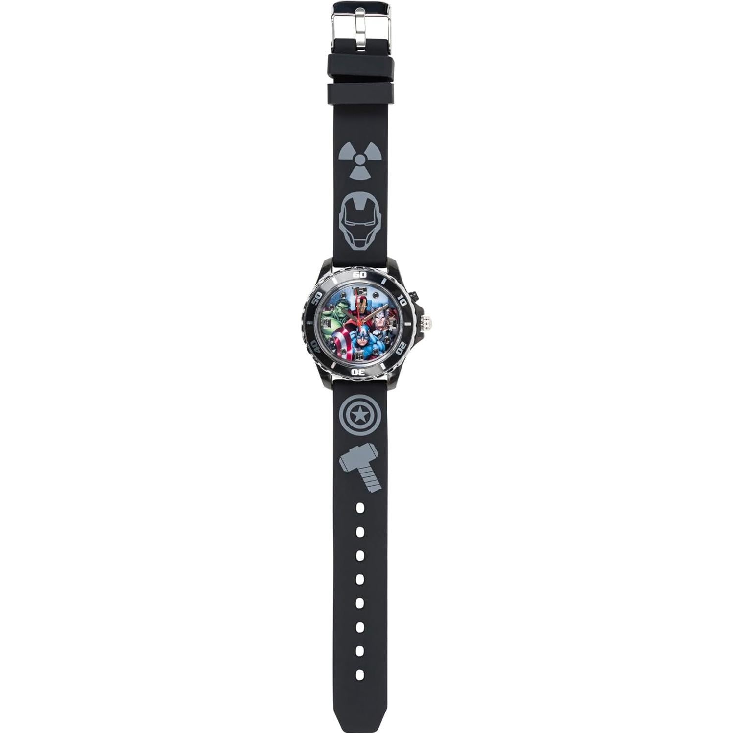 Reloj Analógico de Cuarzo Niños Marvel Avengers LED Negro