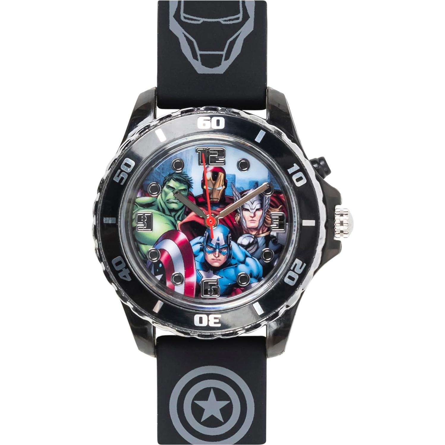 Reloj Analógico de Cuarzo Niños Marvel Avengers LED Negro
