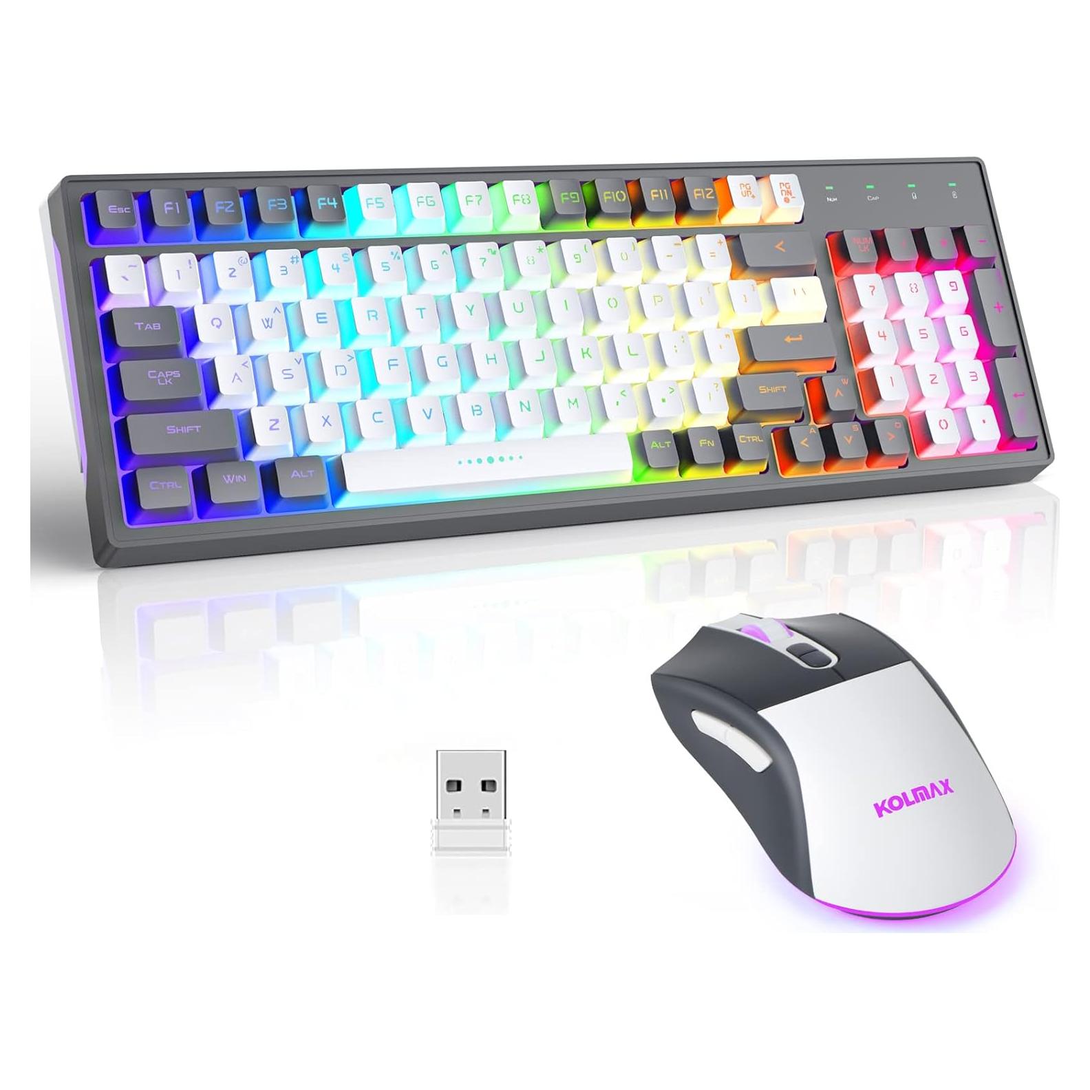 Combo Teclado y Ratón Inalámbrico KOLMAX CK98 RGB Gris