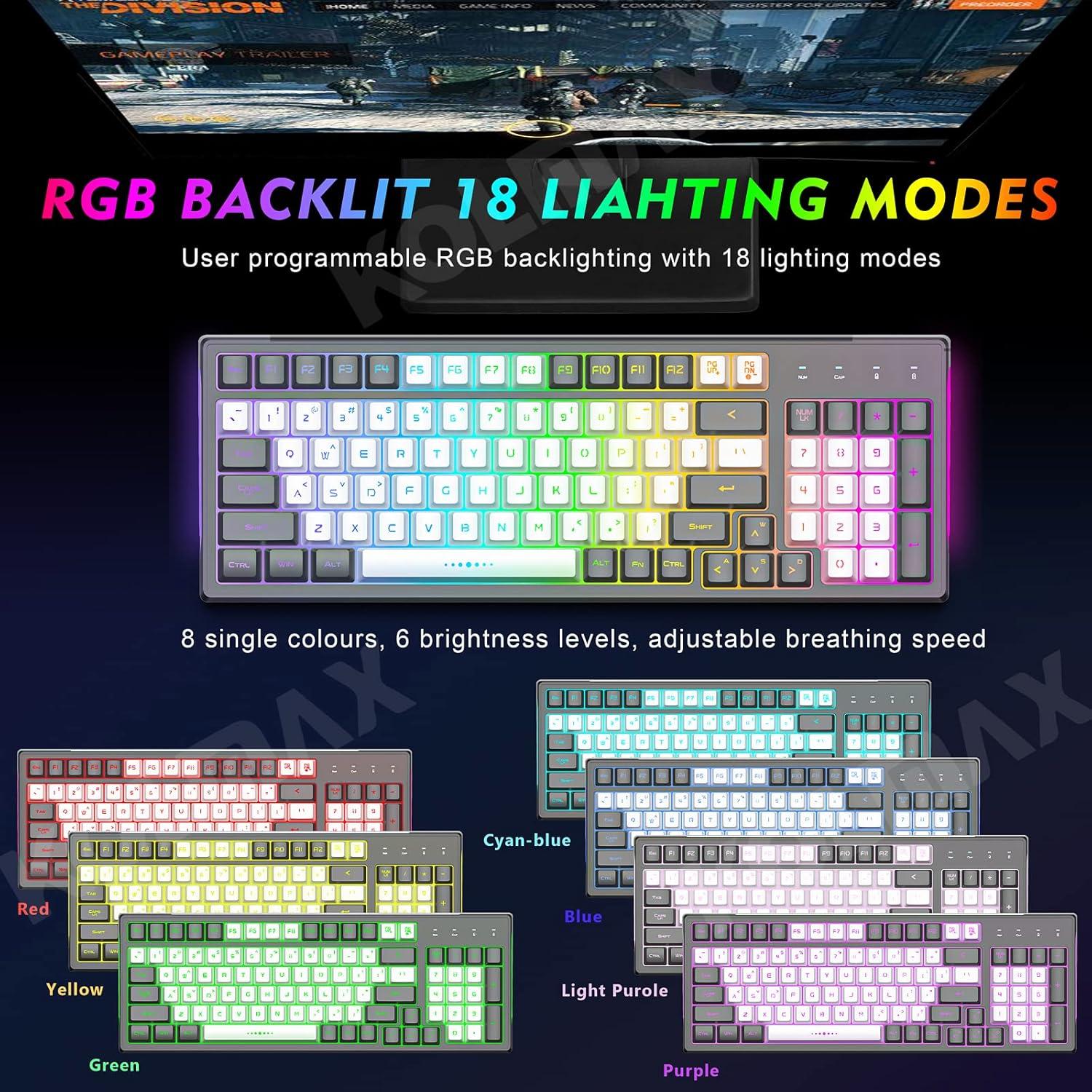 Combo Teclado y Ratón Inalámbrico KOLMAX CK98 RGB Gris