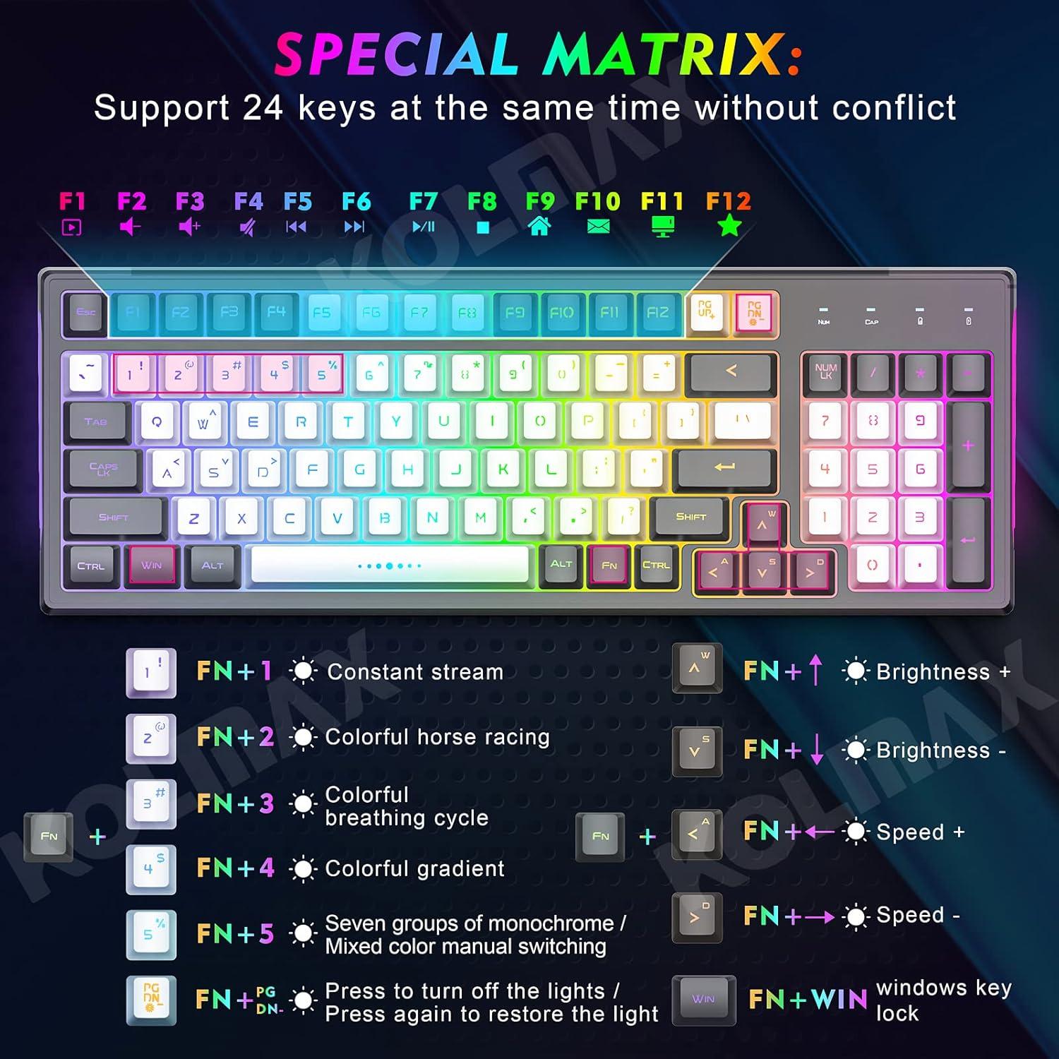 Combo Teclado y Ratón Inalámbrico KOLMAX CK98 RGB Gris