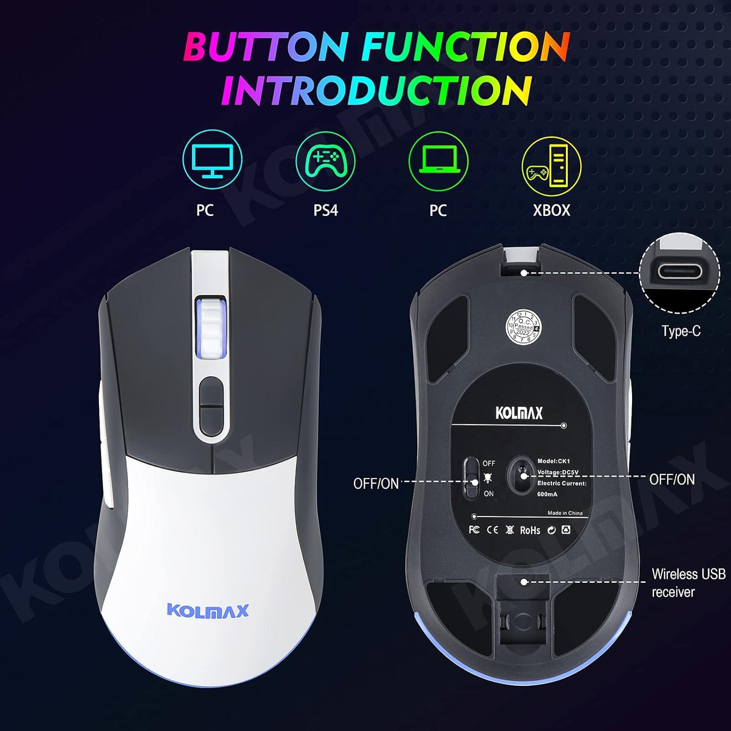 Combo Teclado y Ratón Inalámbrico KOLMAX CK98 RGB Gris