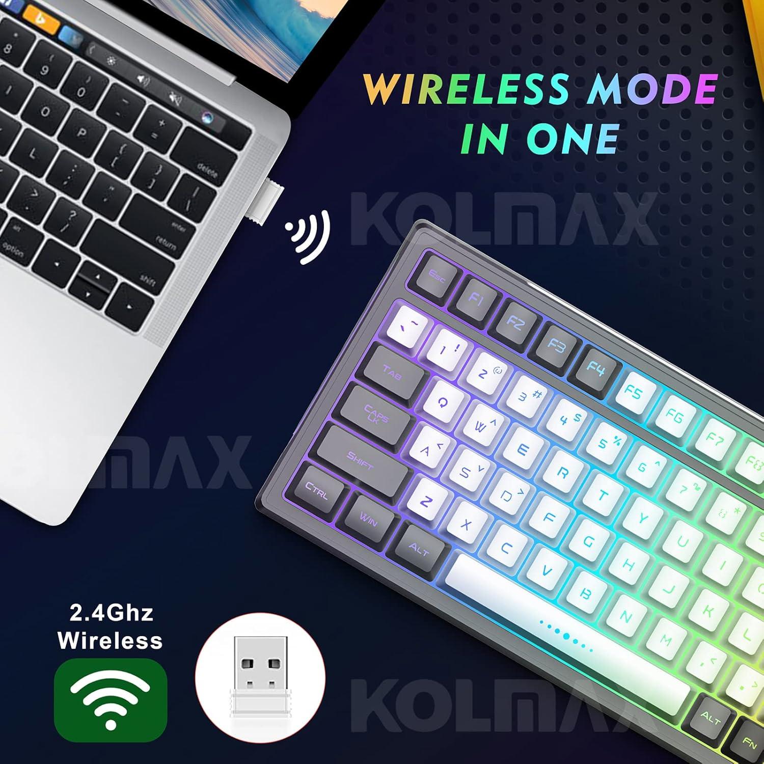 Combo Teclado y Ratón Inalámbrico KOLMAX CK98 RGB Gris
