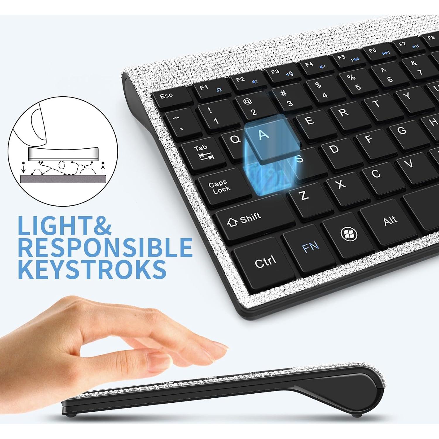 Teclado y Ratón Inalámbricos Fonicer Plata Brillantes 2.4G