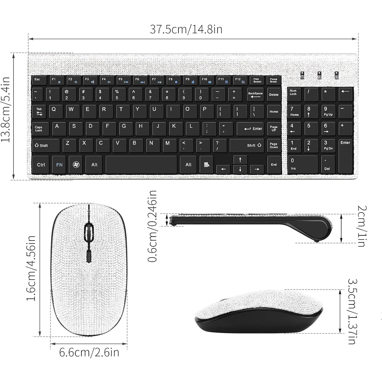 Teclado y Ratón Inalámbricos Fonicer Plata Brillantes 2.4G
