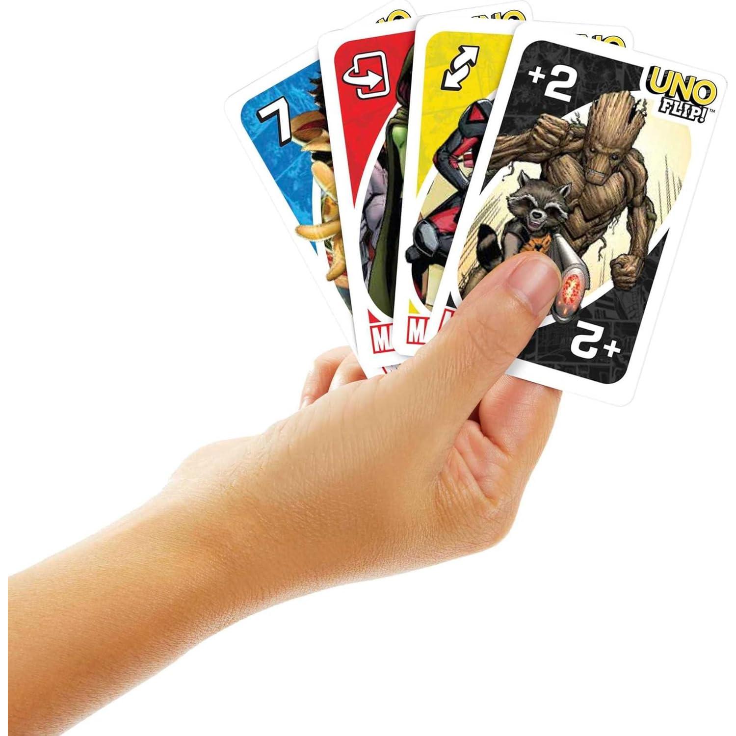 Juego de Cartas UNO Flip! Marvel Mattel - Héroes vs Villanos