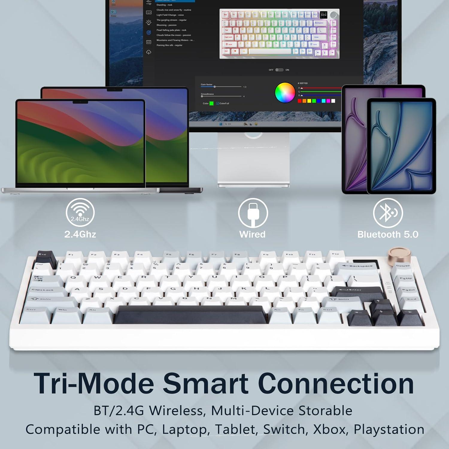 Teclado Mecánico Inalámbrico HUO JI CQ082 RGB 75%