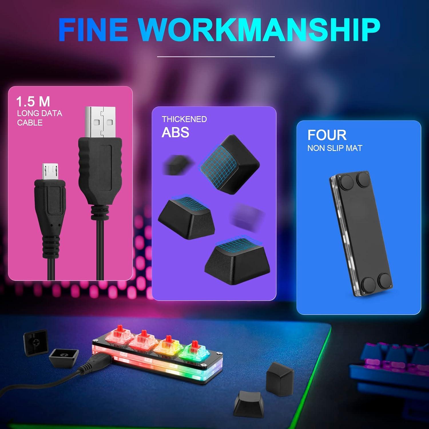 Teclado Mecánico Gaming Ecarke Mini 4 Teclas USB-C RGB