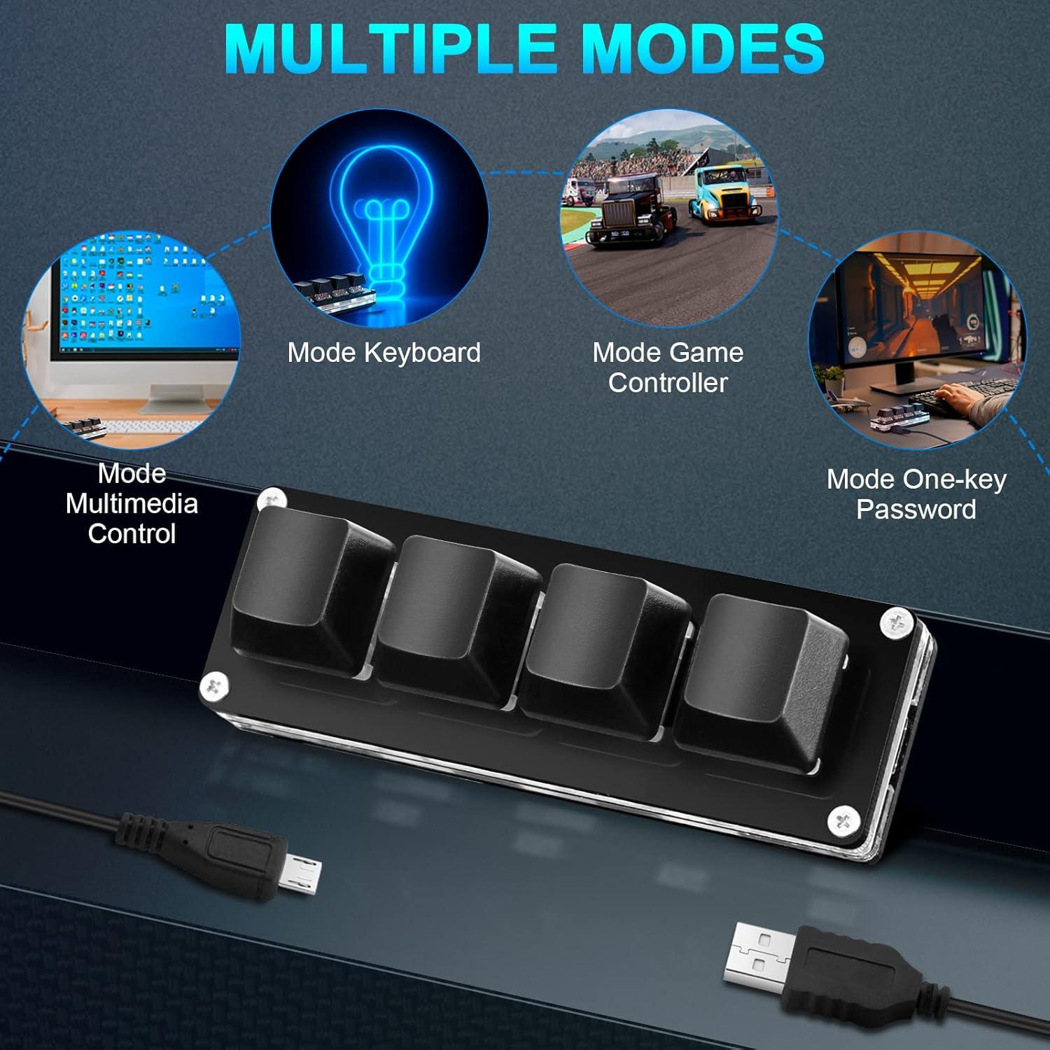 Teclado Mecánico Gaming Ecarke Mini 4 Teclas USB-C RGB