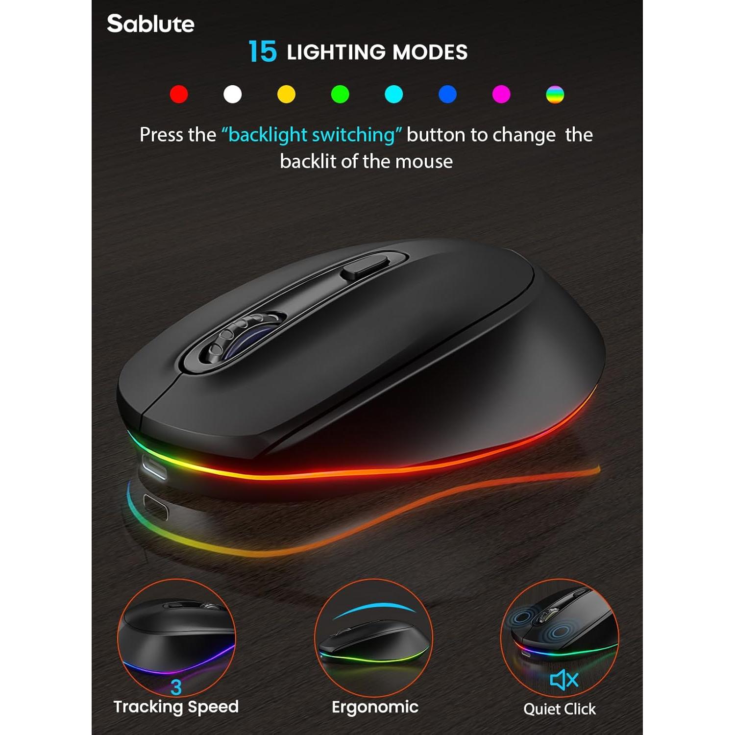 Combo Teclado y Ratón Inalámbricos SABLUTE Retroiluminados