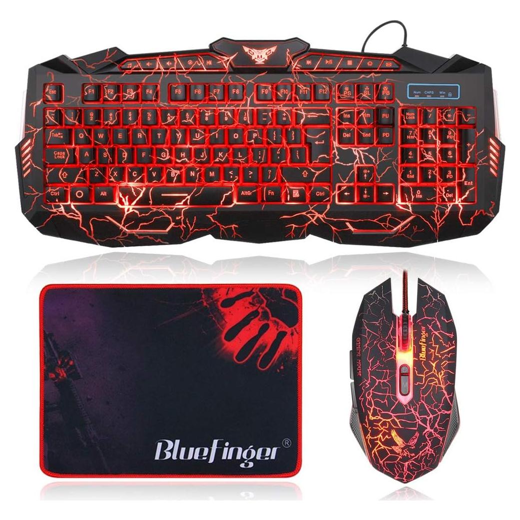 Combo Teclado y Ratón Retroiluminado BlueFinger para Juegos