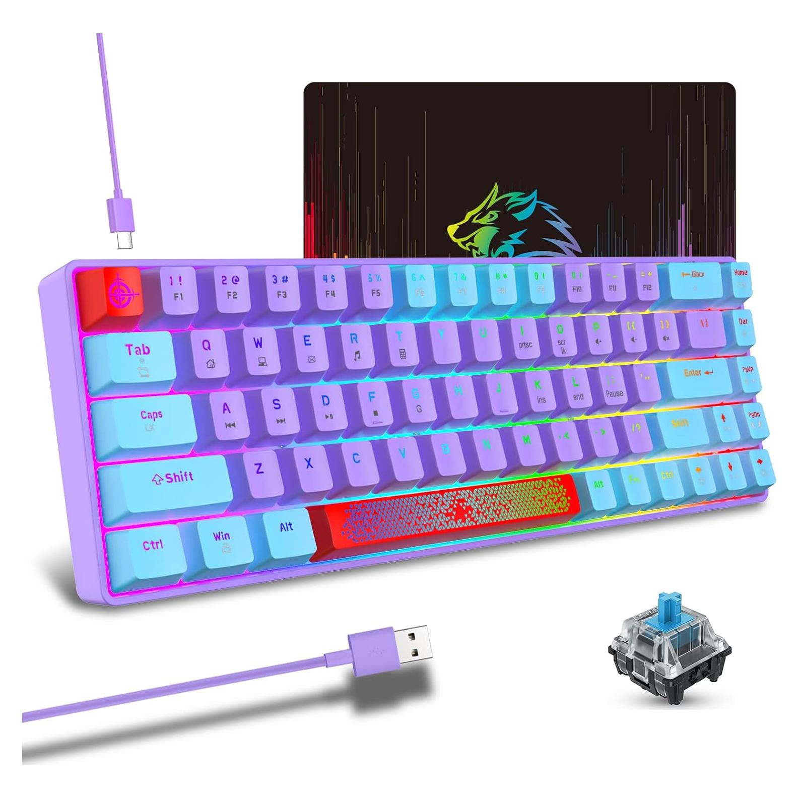 Teclado Mecánico Compacto 60% FELiCON RGB 68 Teclas Tipo C