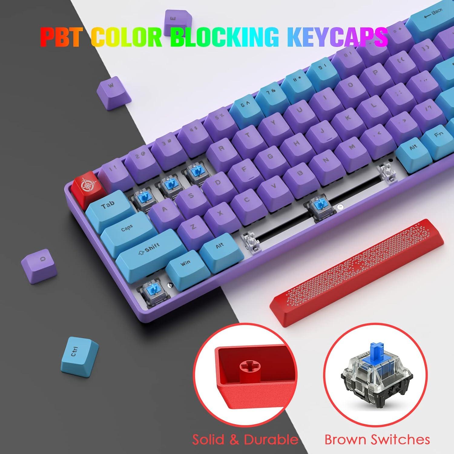 Teclado Mecánico Compacto 60% FELiCON RGB 68 Teclas Tipo C