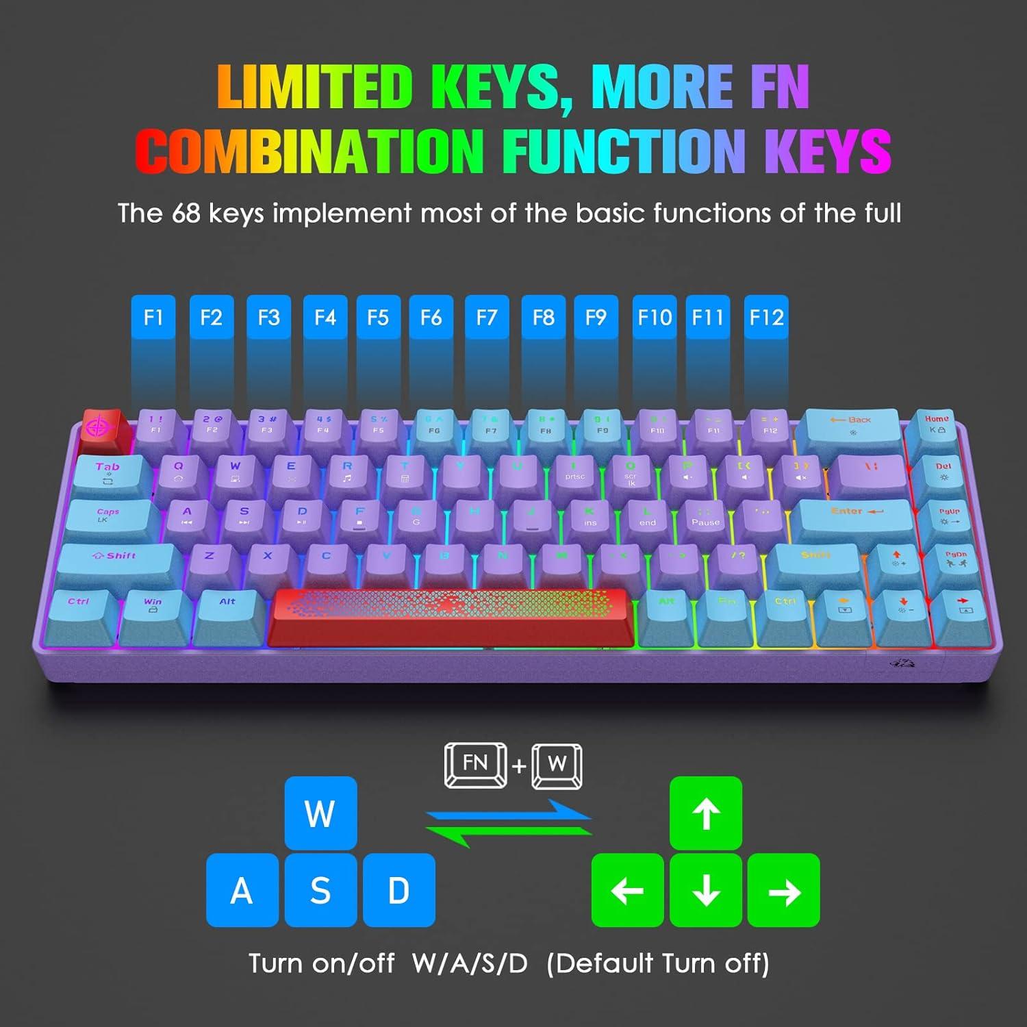 Teclado Mecánico Compacto 60% FELiCON RGB 68 Teclas Tipo C
