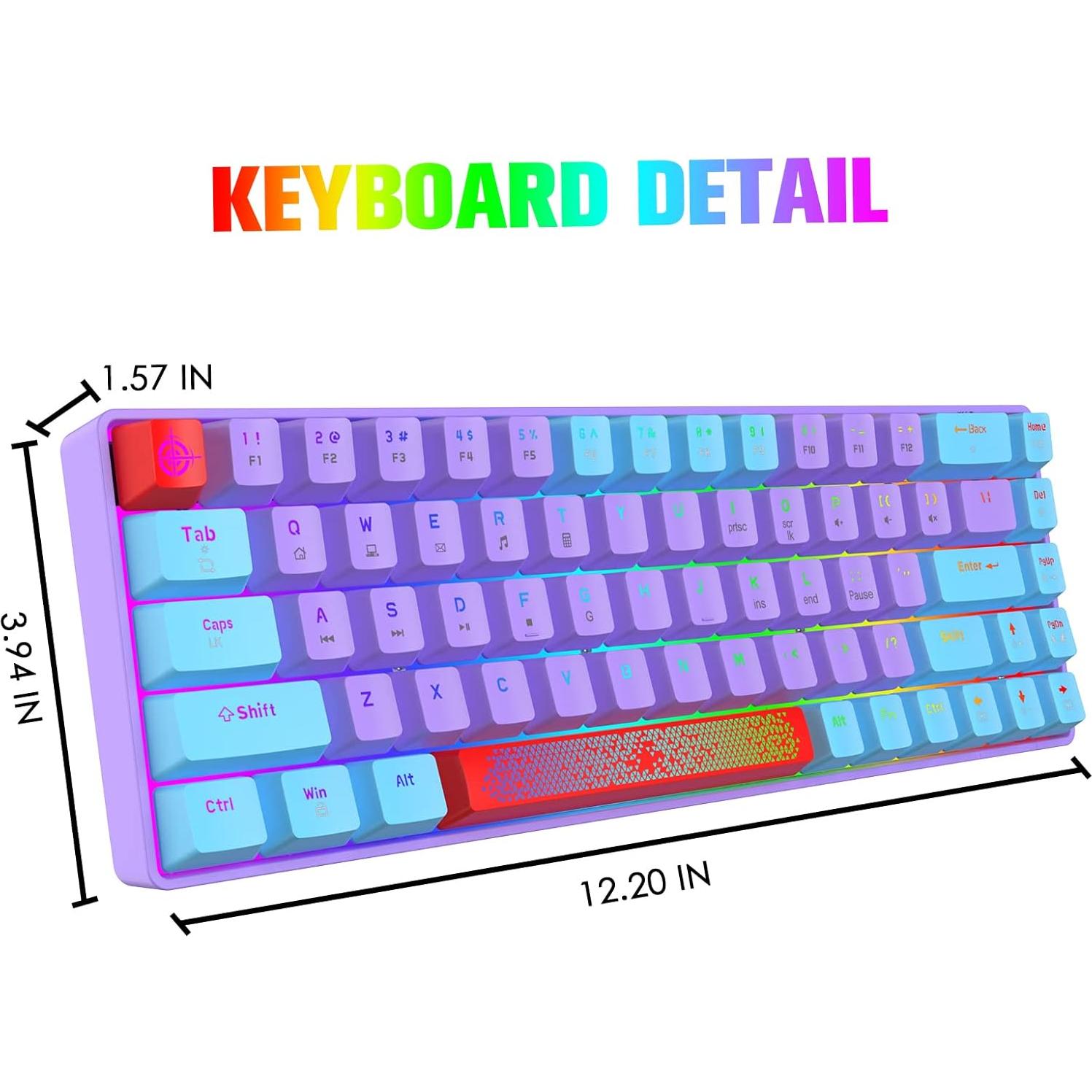 Teclado Mecánico Compacto 60% FELiCON RGB 68 Teclas Tipo C