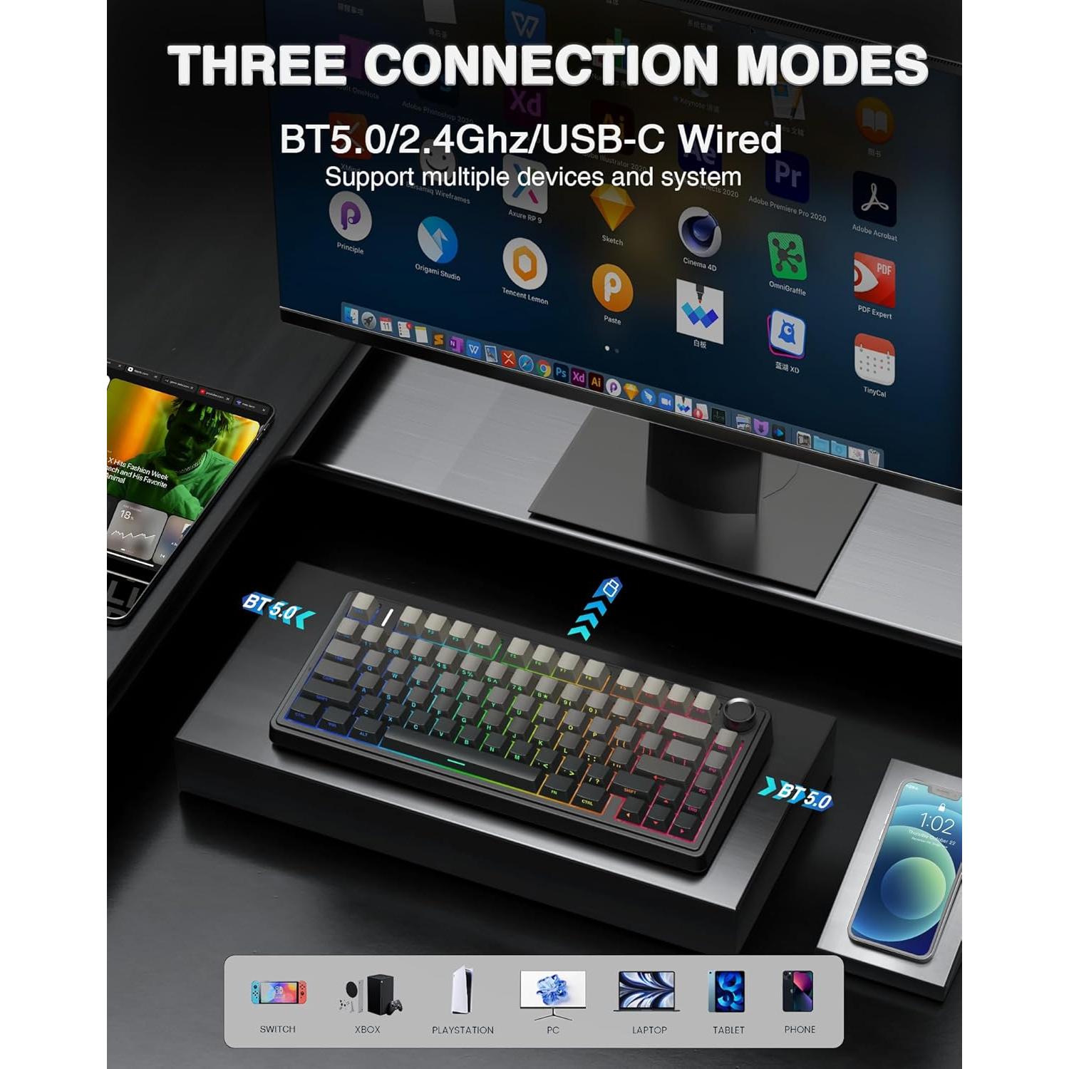 Combo Teclado Mecánico Inalámbrico AULA F75 Pro + Ratón SC580