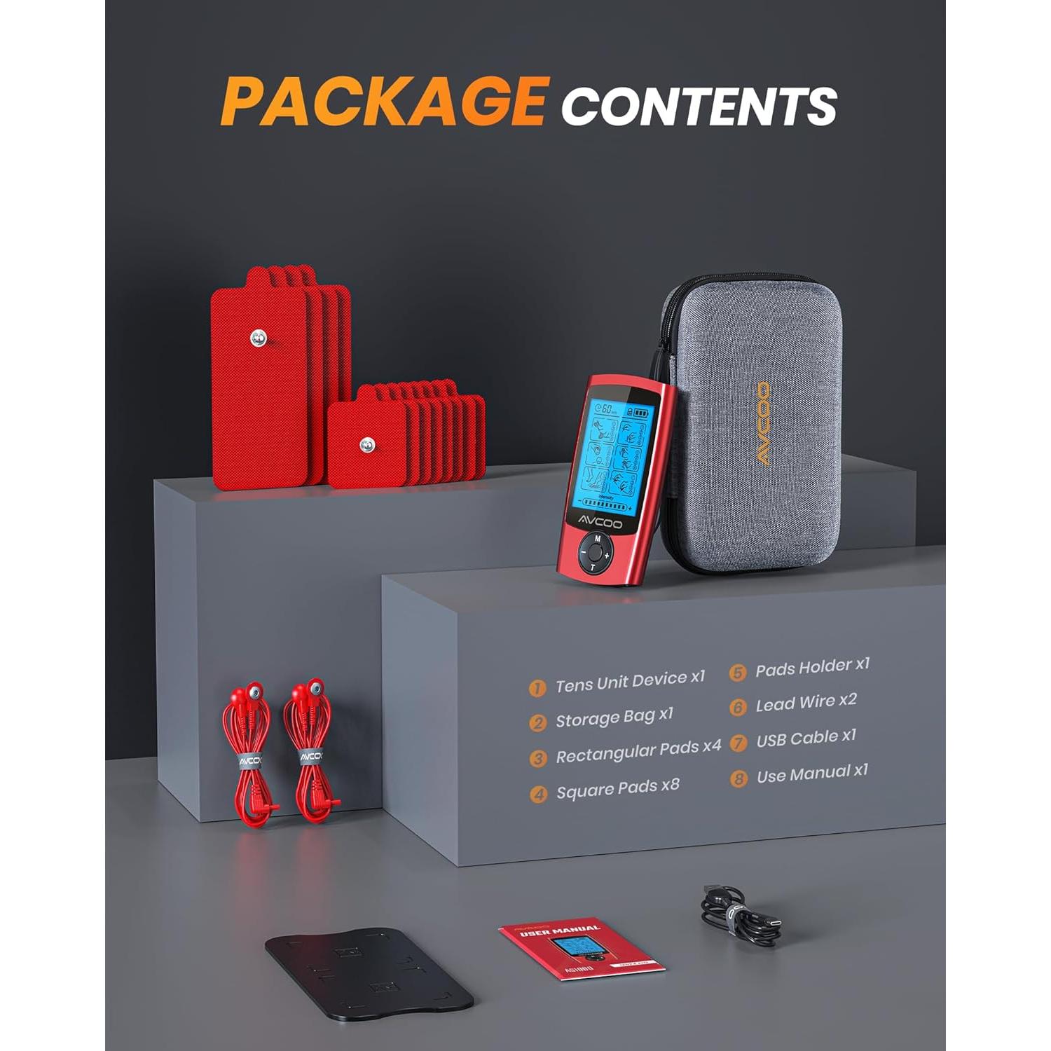 Estimulador Muscular TENS AVCOO Recargable con 24 Modos