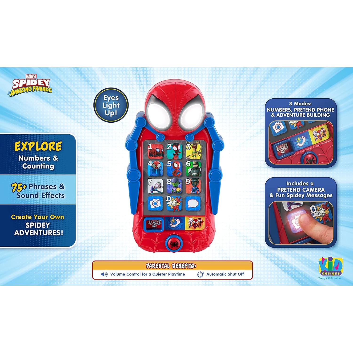 Teléfono Juguete eKids Spidey con Juegos Educativos 3 a 5 años