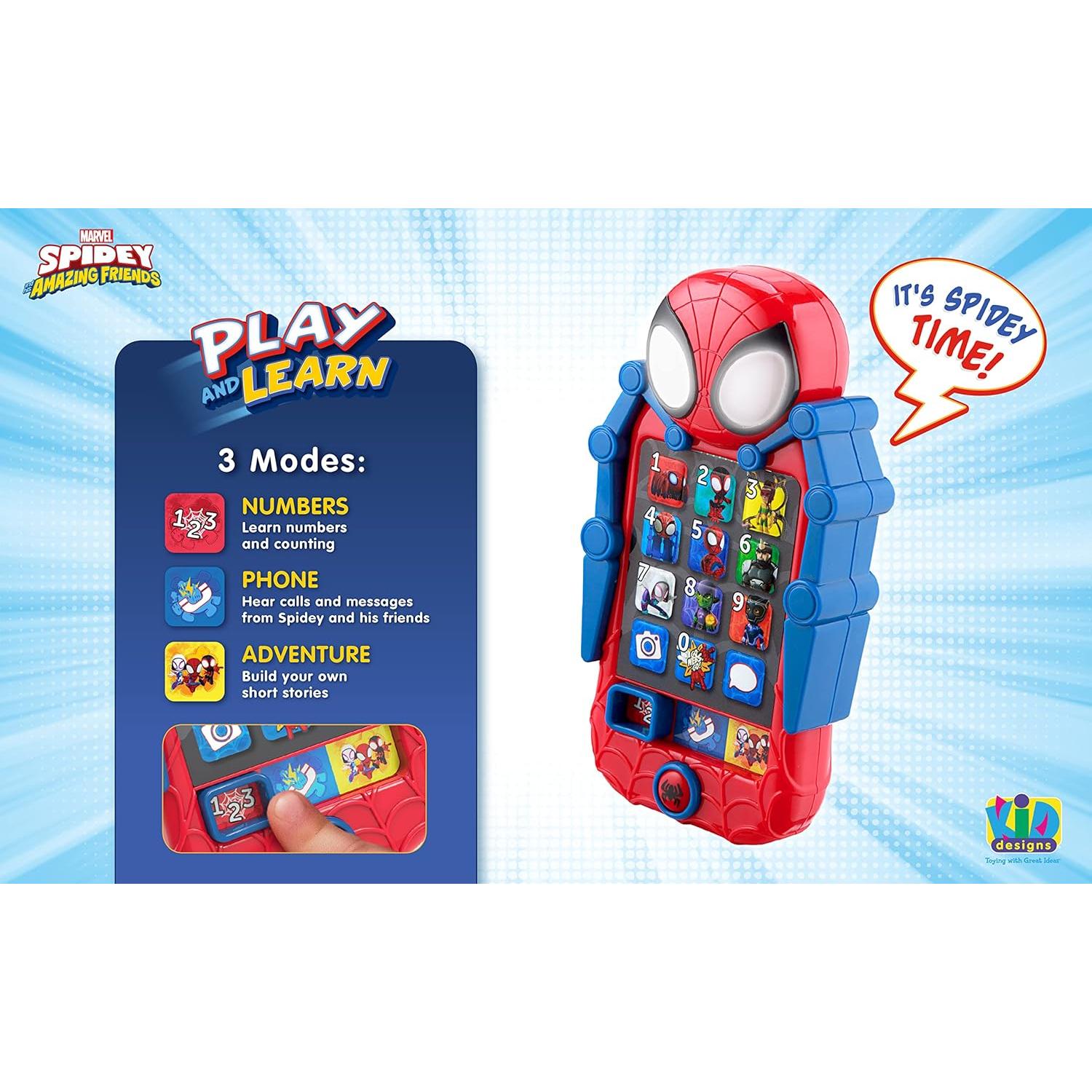 Teléfono Juguete eKids Spidey con Juegos Educativos 3 a 5 años