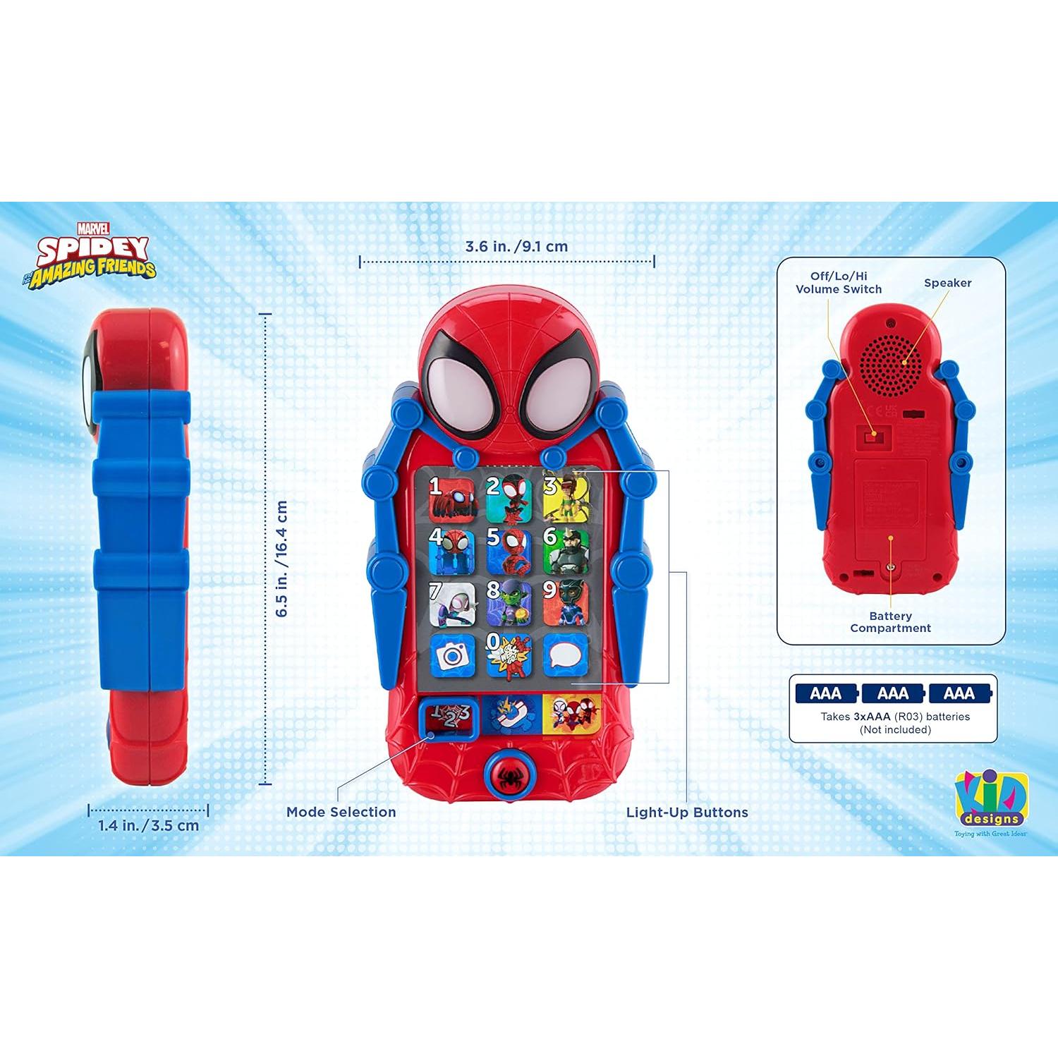 Teléfono Juguete eKids Spidey con Juegos Educativos 3 a 5 años