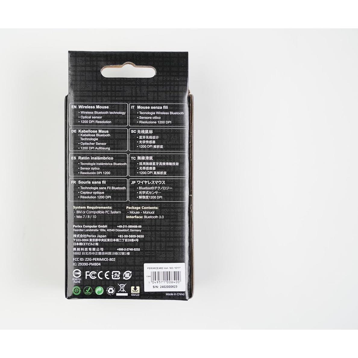 Ratón Inalámbrico Bluetooth Perixx PERIMICE-802 Gris 1200 DPI