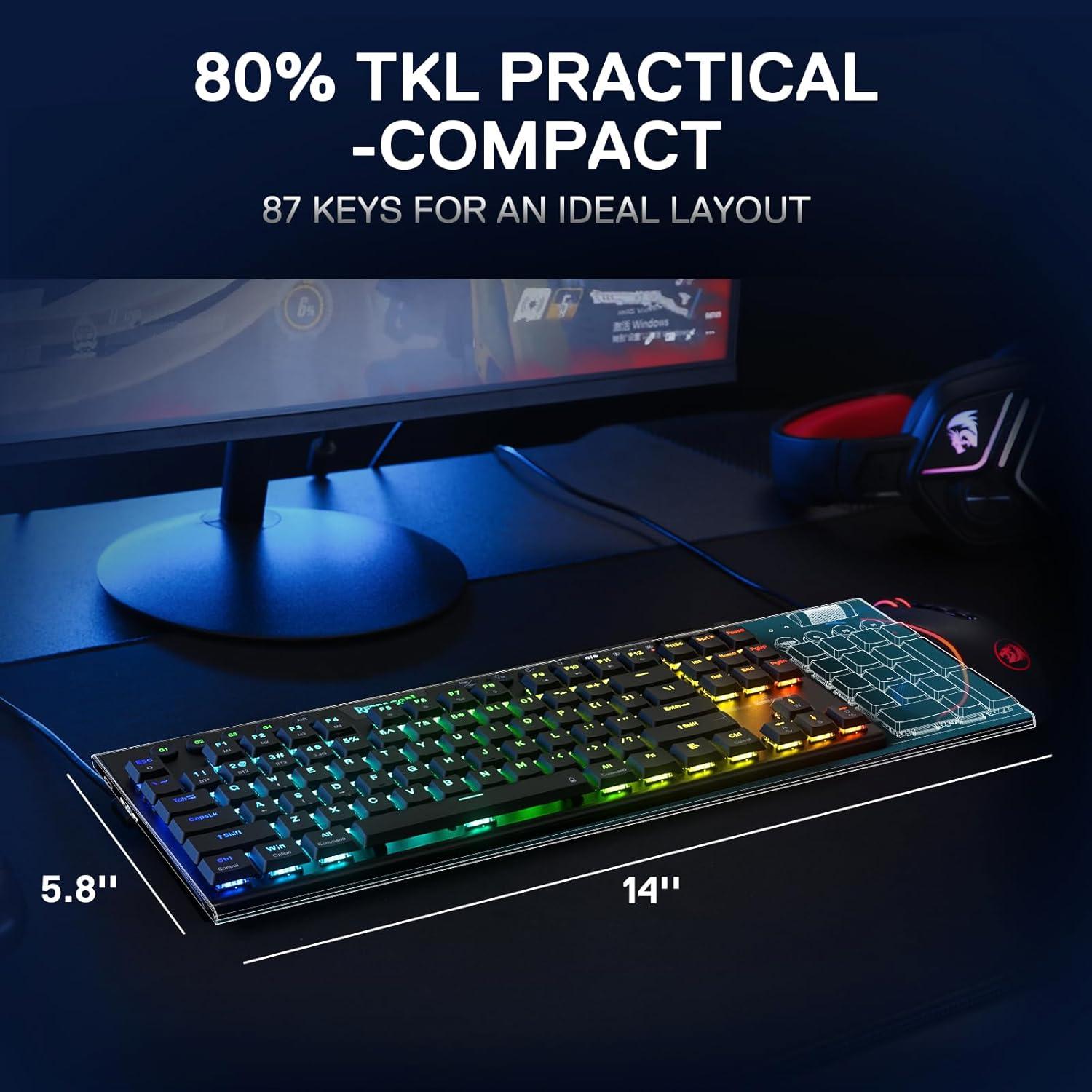 Teclado Mecánico Inalámbrico Redragon K621 TKL RGB Negro